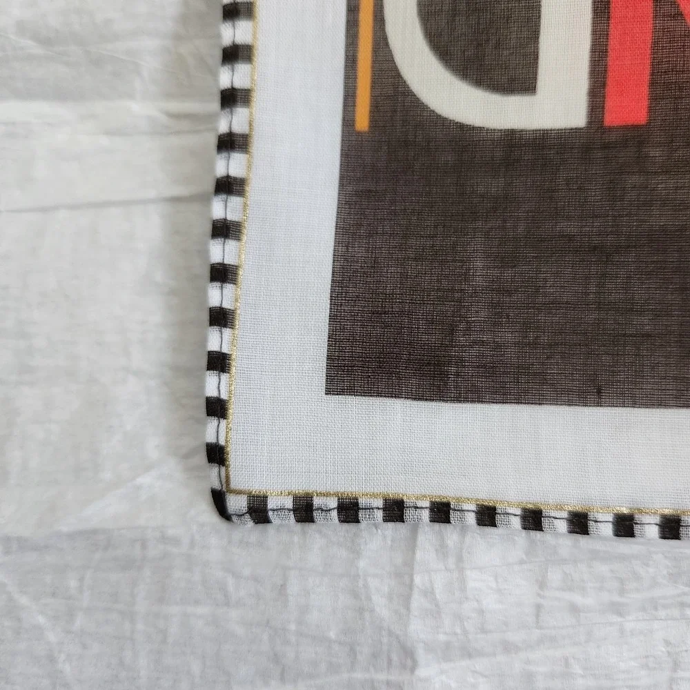 Vintage FENDI Zucca Logo Cotton Handkerchief Pocket Square Brown Orange Red 18